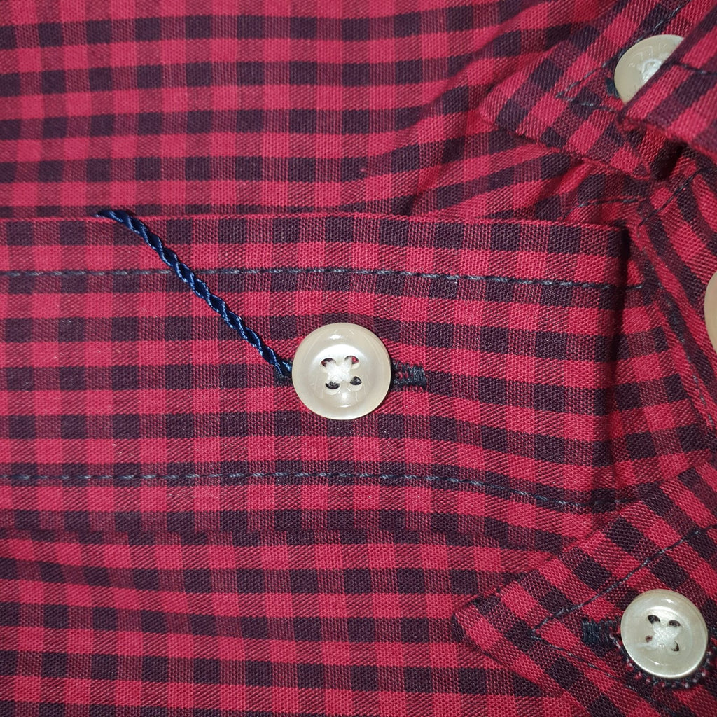 Camisa Ralph Lauren Masculina Micro Xadrez Bordô Pony Colorido