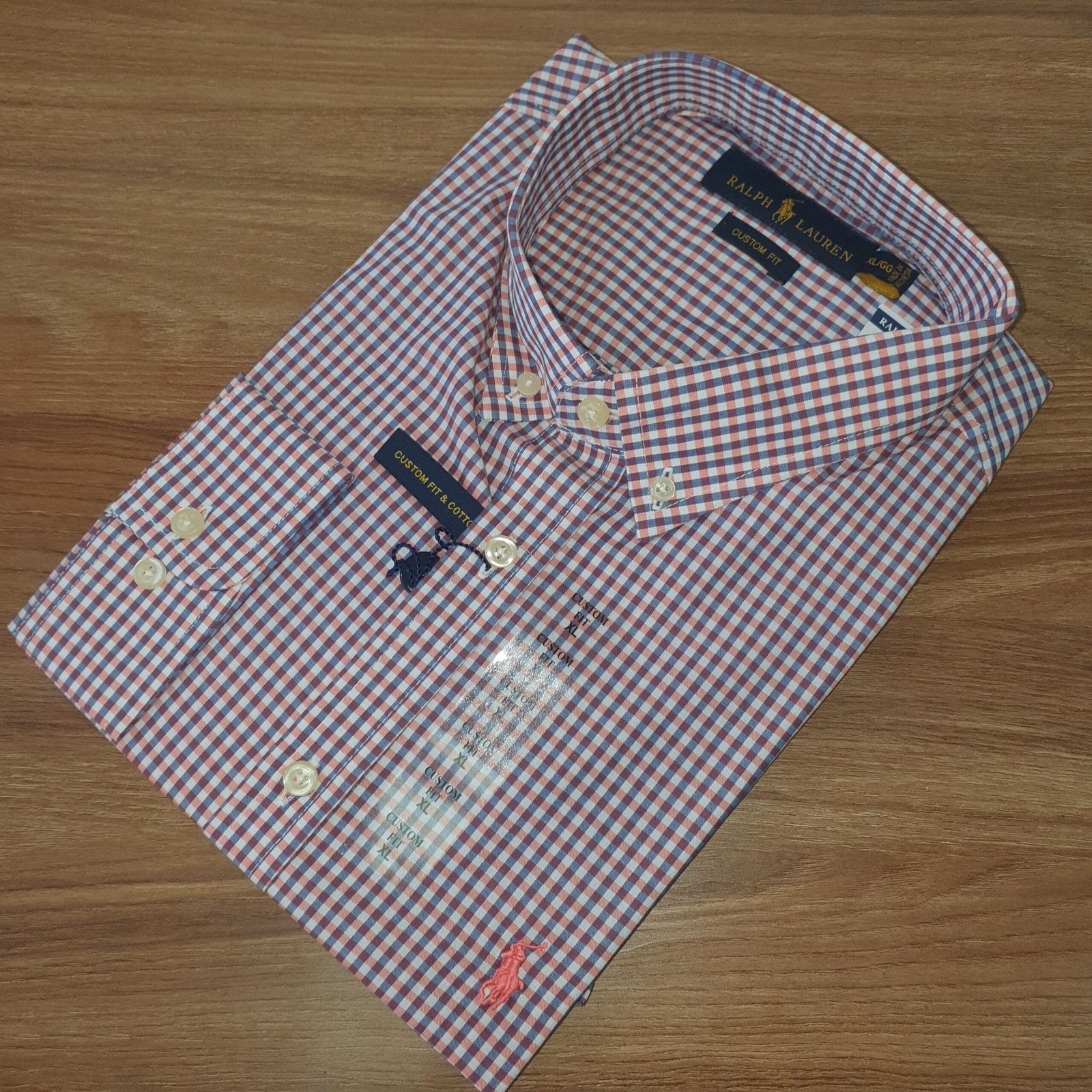 Camisa Ralph Lauren Masculina Micro Xadrez Electrum Pony Pitaya