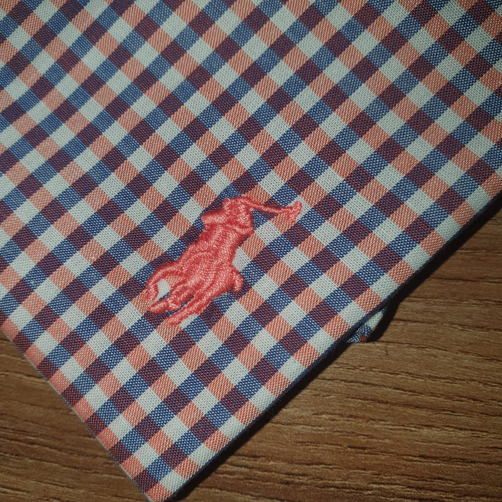 Camisa Ralph Lauren Masculina Micro Xadrez Electrum Pony Pitaya