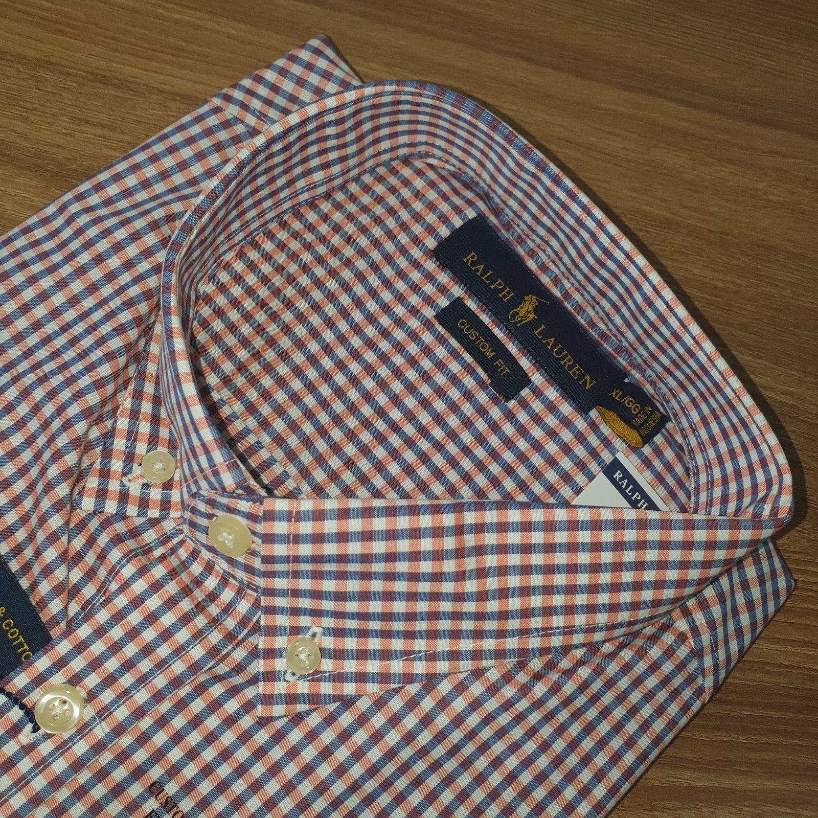 Camisa Ralph Lauren Masculina Micro Xadrez Electrum Pony Pitaya