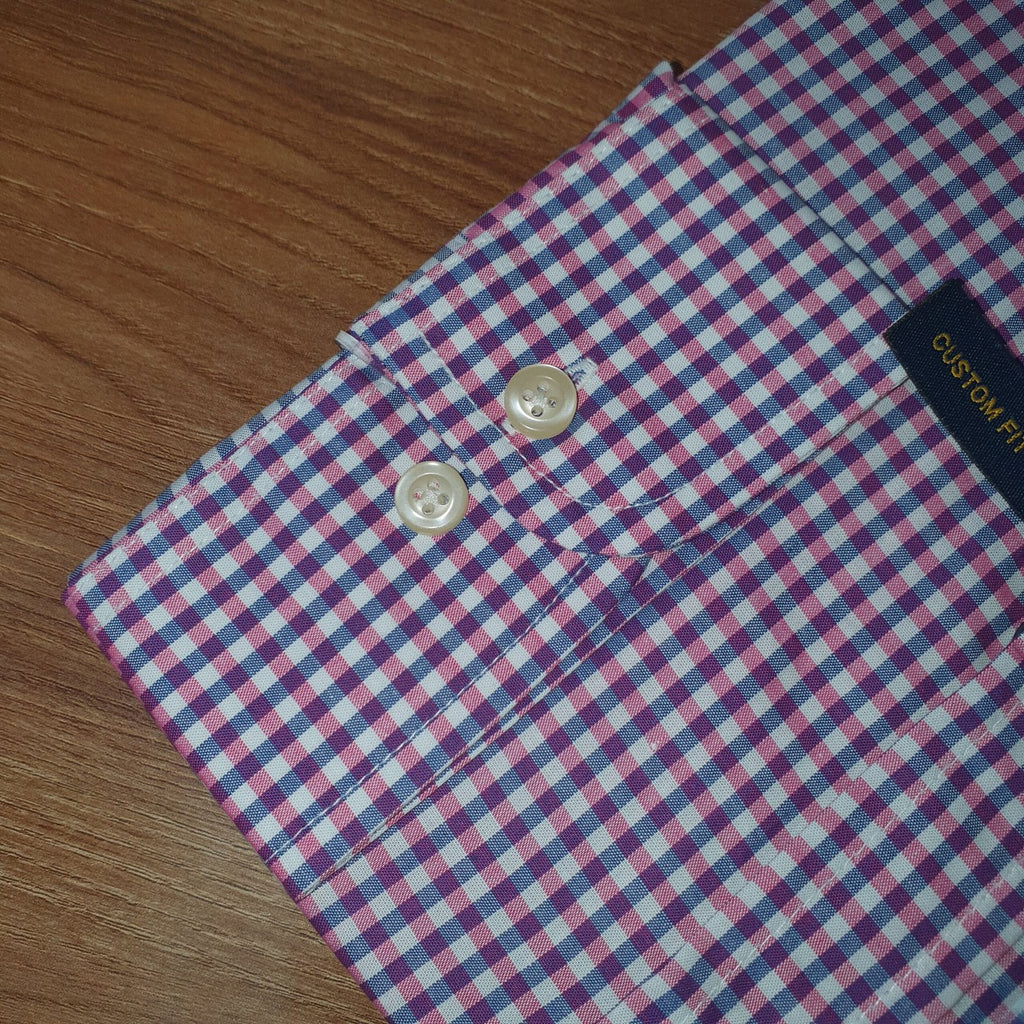 Camisa Ralph Lauren Masculina Micro Xadrez Lilás Pony Pitaya