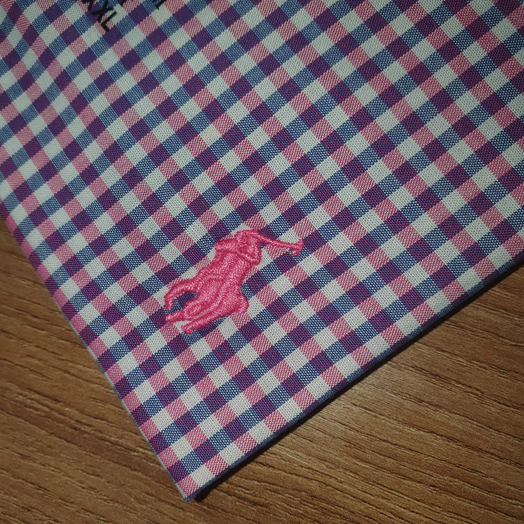 Camisa Ralph Lauren Masculina Micro Xadrez Lilás Pony Pitaya