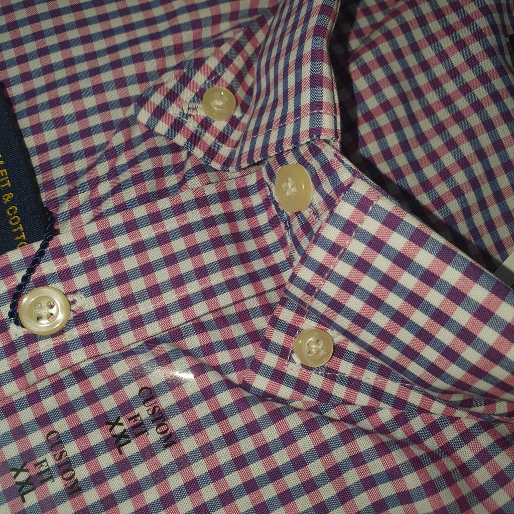 Camisa Ralph Lauren Masculina Micro Xadrez Lilás Pony Pitaya