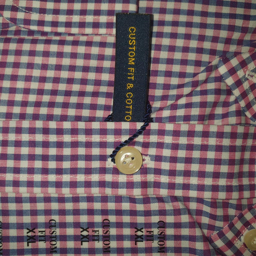 Camisa Ralph Lauren Masculina Micro Xadrez Lilás Pony Pitaya