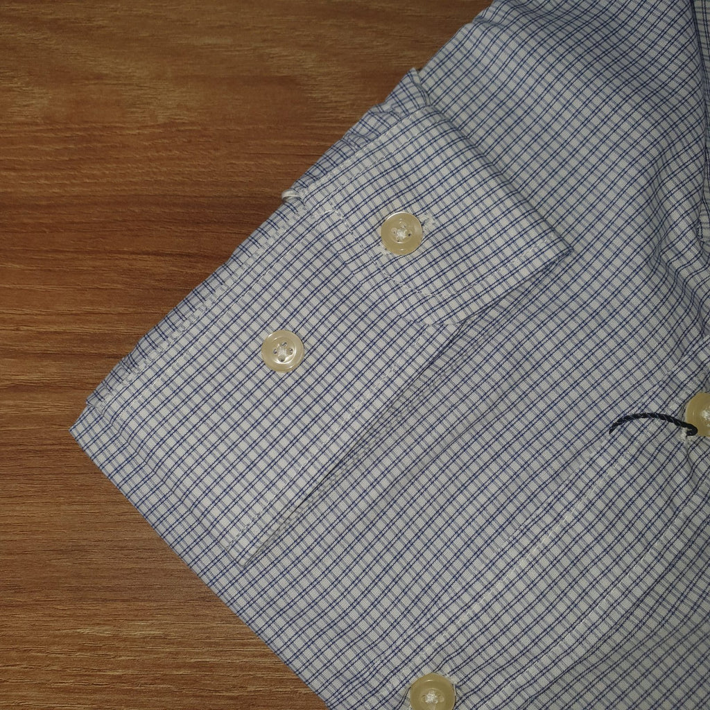 Camisa Ralph Lauren Masculina Micro Xadrez Listras Azuis Pony Dourado