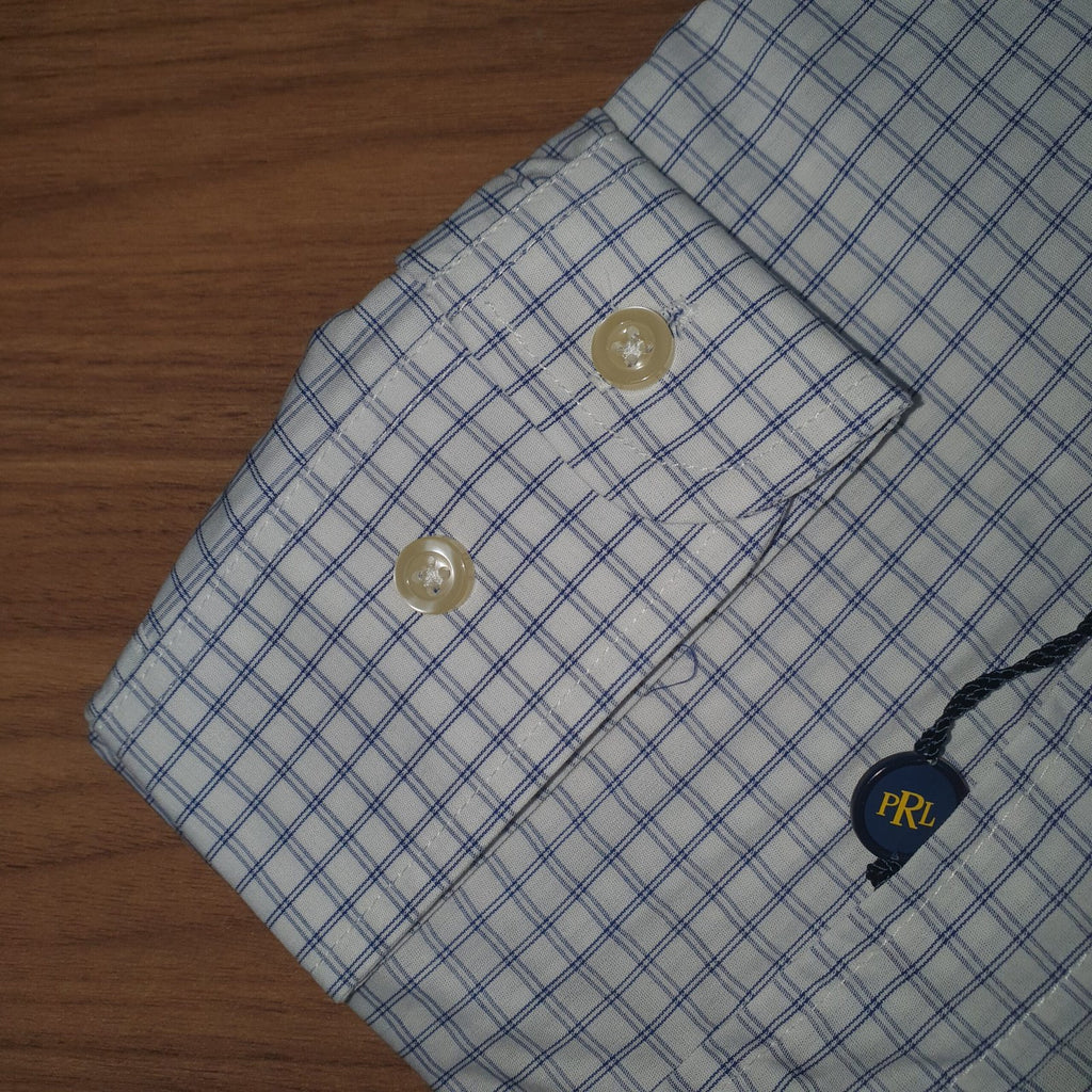 Camisa Ralph Lauren Masculina Xadrez Listras Azuis Pony Lilás