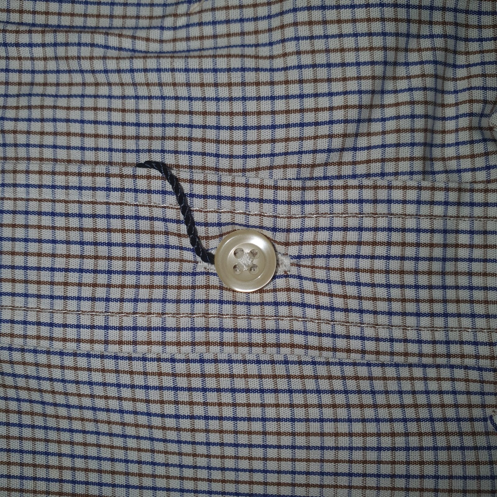 Camisa Ralph Lauren Masculina Micro Xadrez Listras Marrom Pony Azul