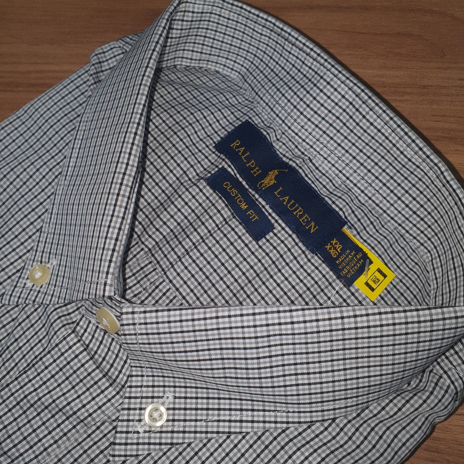 Camisa Ralph Lauren Masculina Micro Xadrez Listras Preta Pony Roxo
