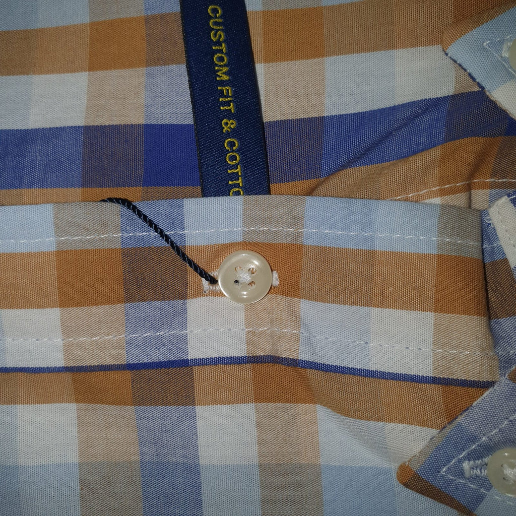 Camisa Ralph Lauren Masculina Xadrez Caramelo Pony Marinho
