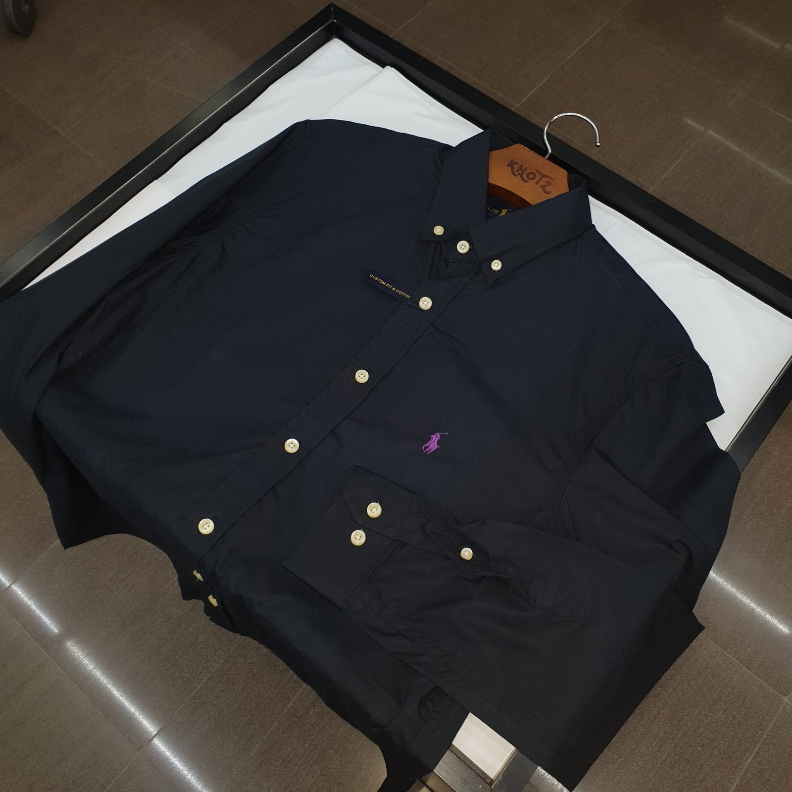 Camisa Ralph Lauren Masculina Algodão Seco Preta Pony Roxo