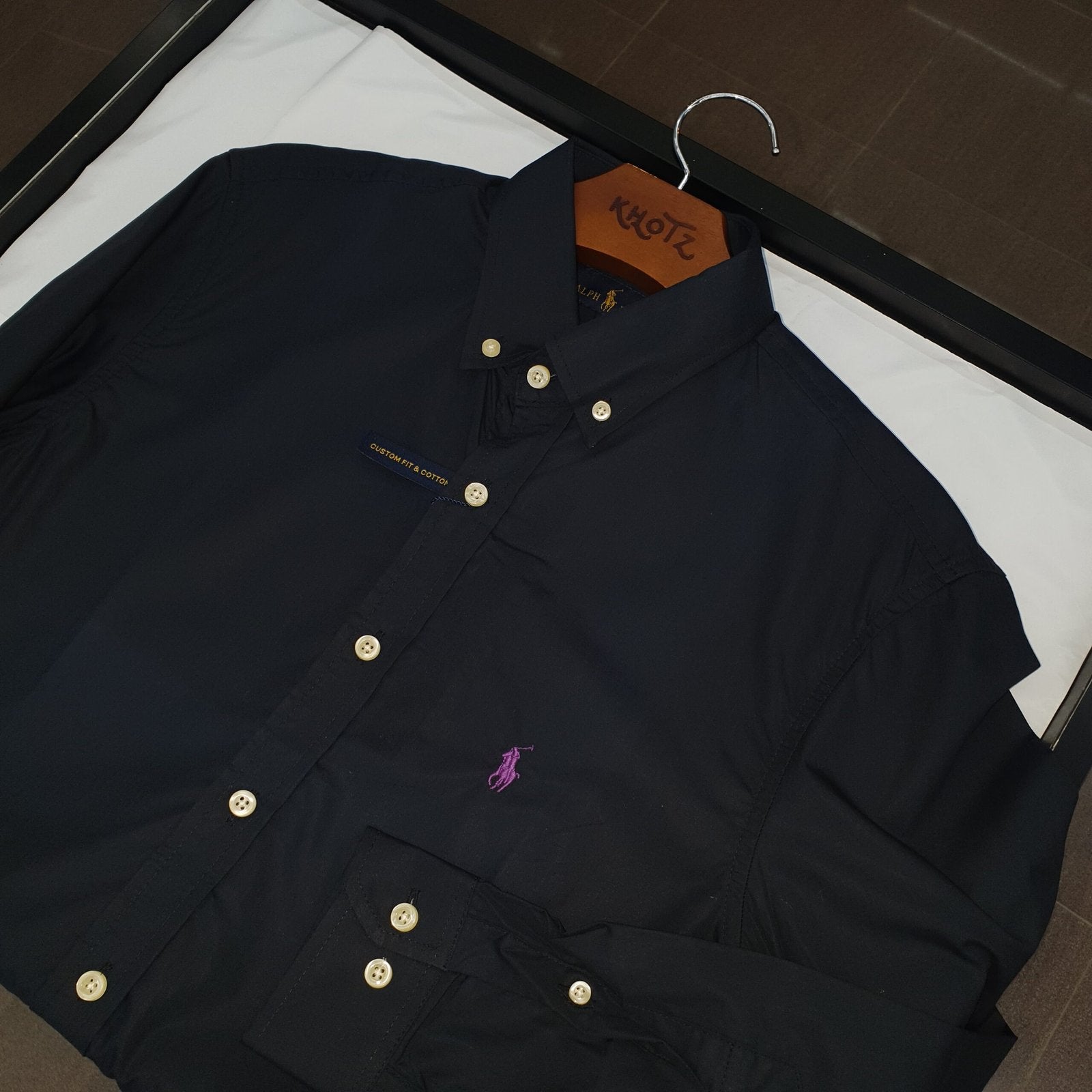 Camisa Ralph Lauren Masculina Algodão Seco Preta Pony Roxo