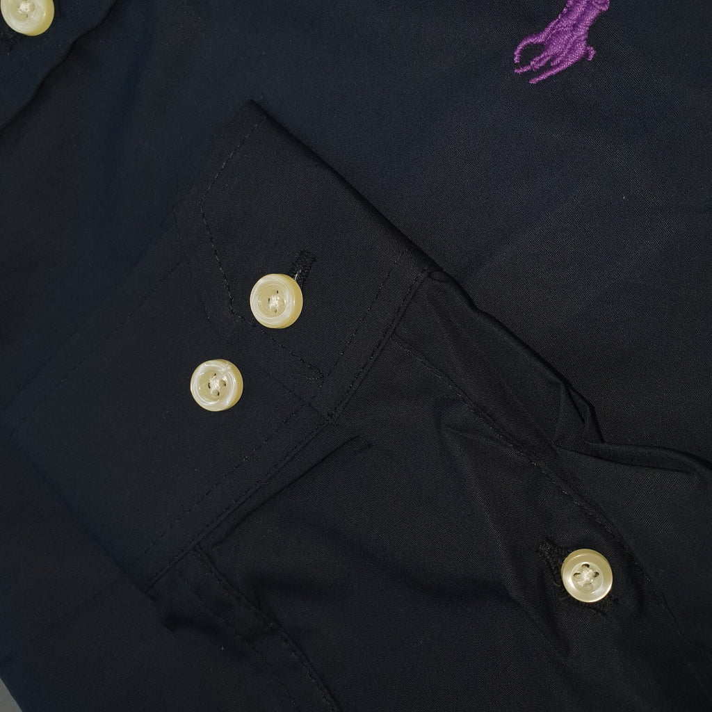 Camisa Ralph Lauren Masculina Algodão Seco Preta Pony Roxo