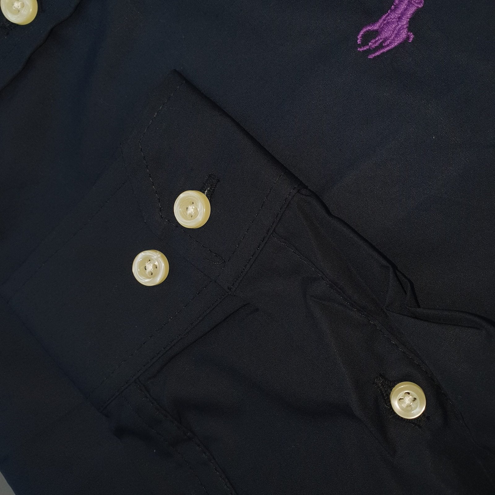 Camisa Ralph Lauren Masculina Algodão Seco Preta Pony Roxo
