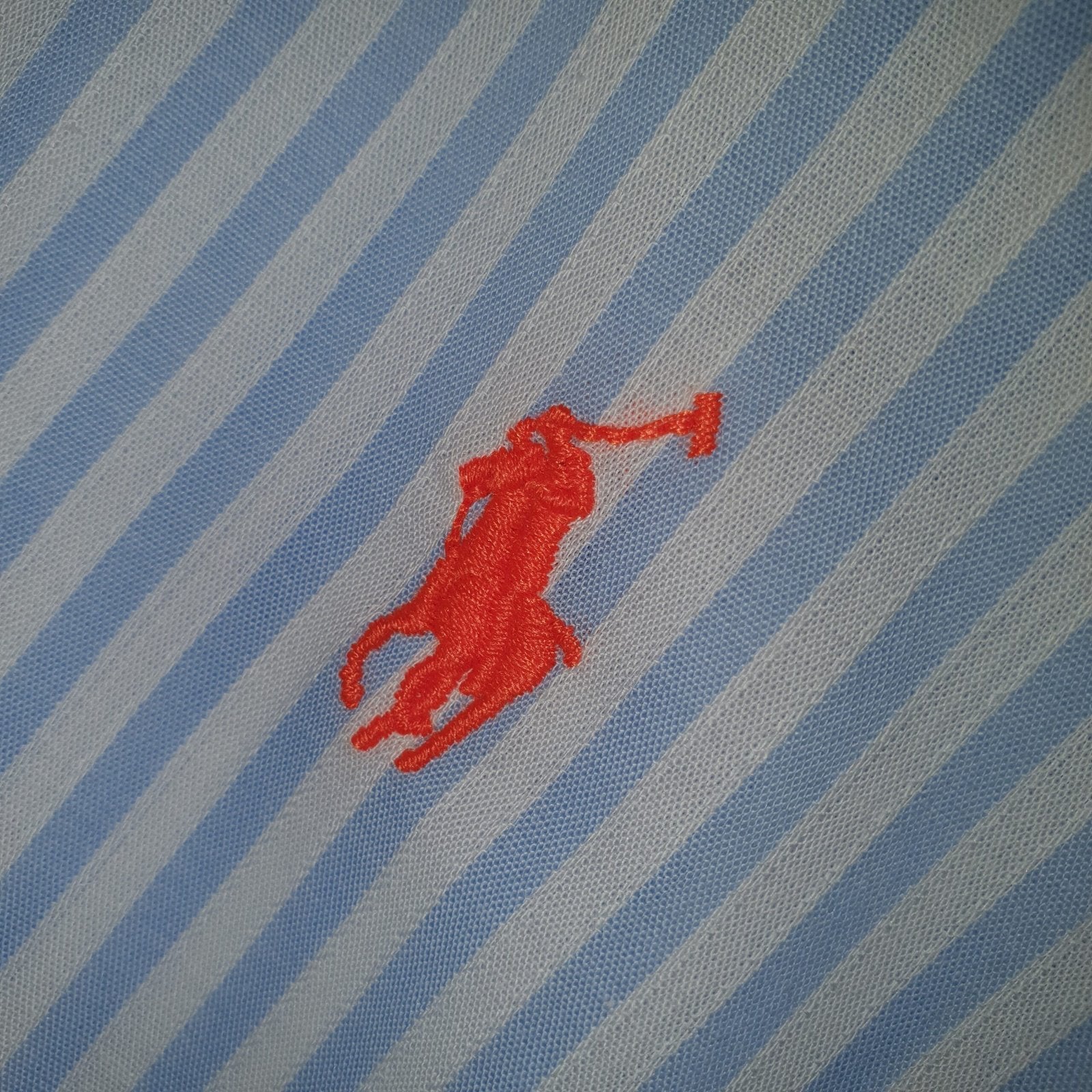 Camisa Ralph Lauren Masculina Azul Bebê Listras Americana Pony Laranja
