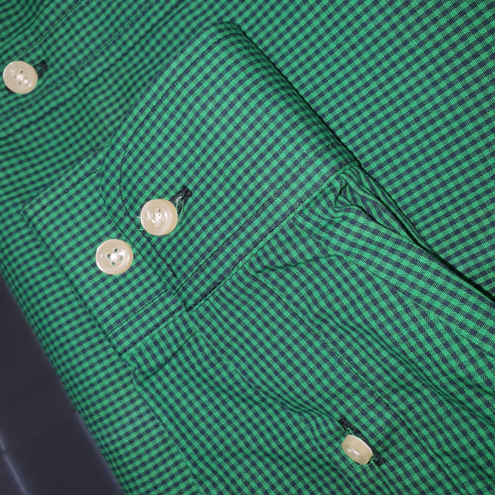 Camisa Ralph Lauren Masculina Micro Xadrez Verde Esmeralda Pony Laranja