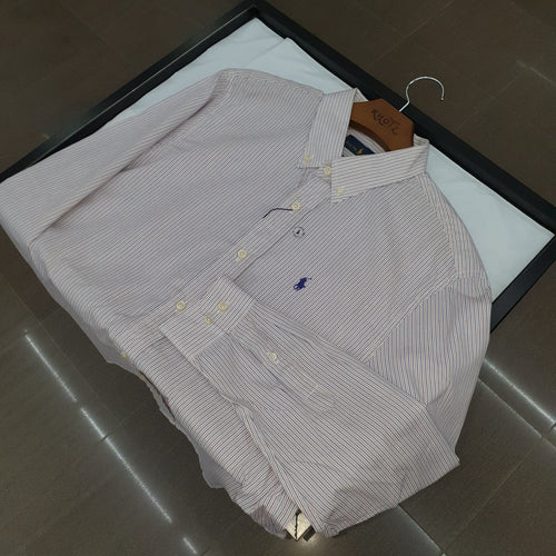 Camisa Ralph Lauren Masculina Listras Europeia Pony Azul