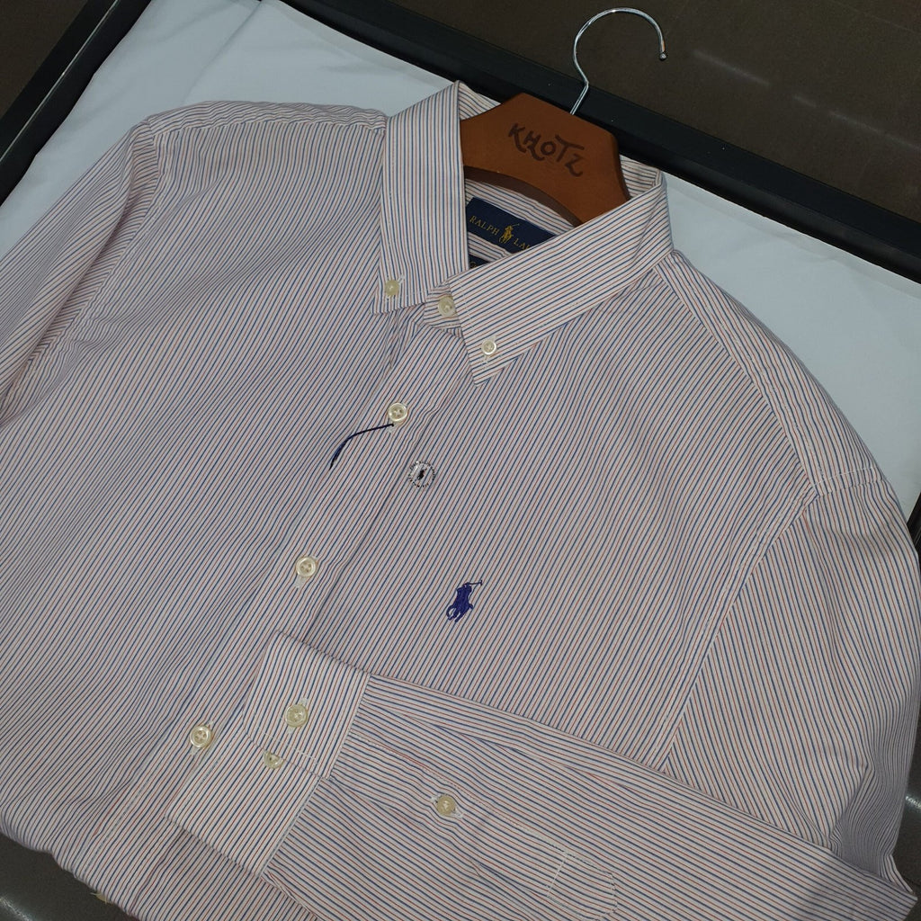 Camisa Ralph Lauren Masculina Listras Europeia Pony Azul