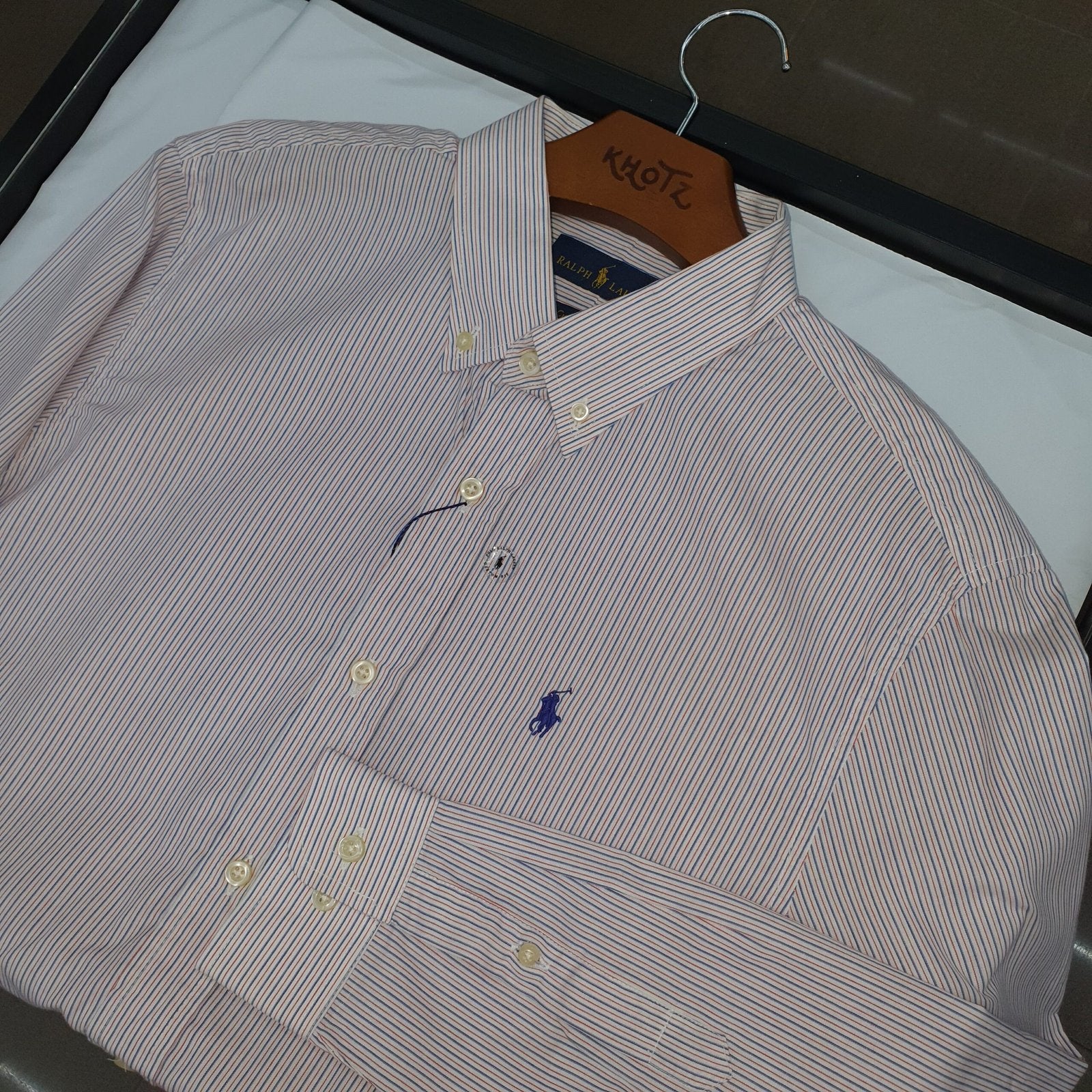 Camisa Ralph Lauren Masculina Listras Europeia Pony Azul