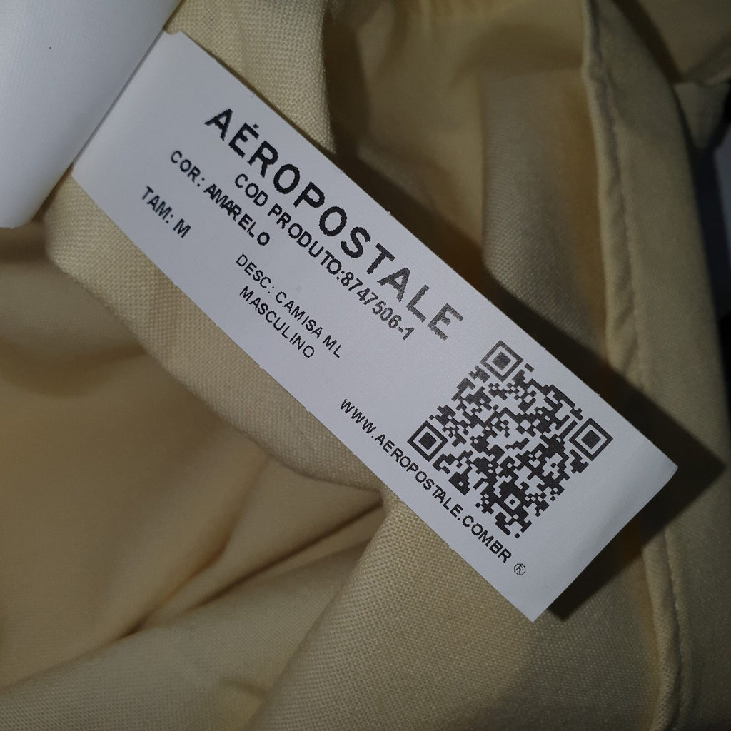 Camisa Ralph Lauren Masculina Oxford Fino Aeropostale Amarela