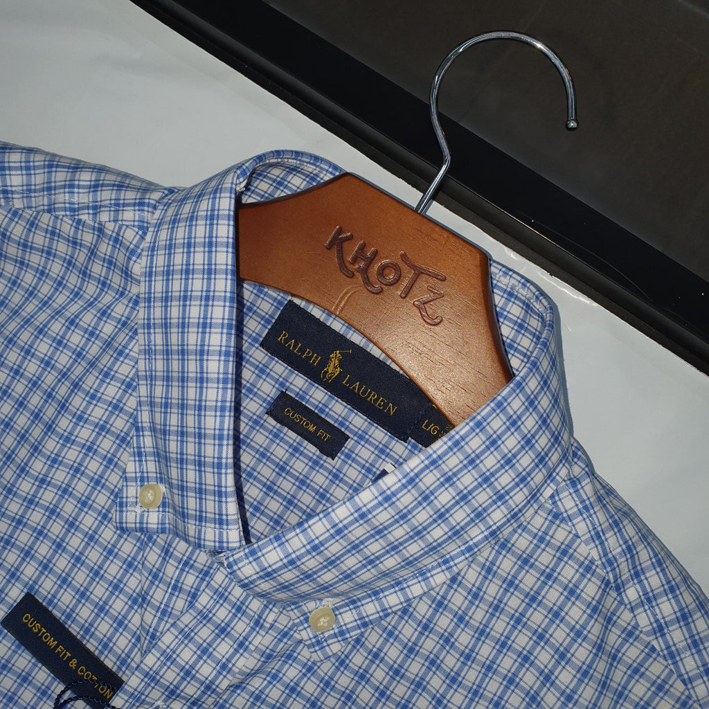 Camisa Ralph Lauren Masculina Xadrez Azul Oceano Pony Rosa