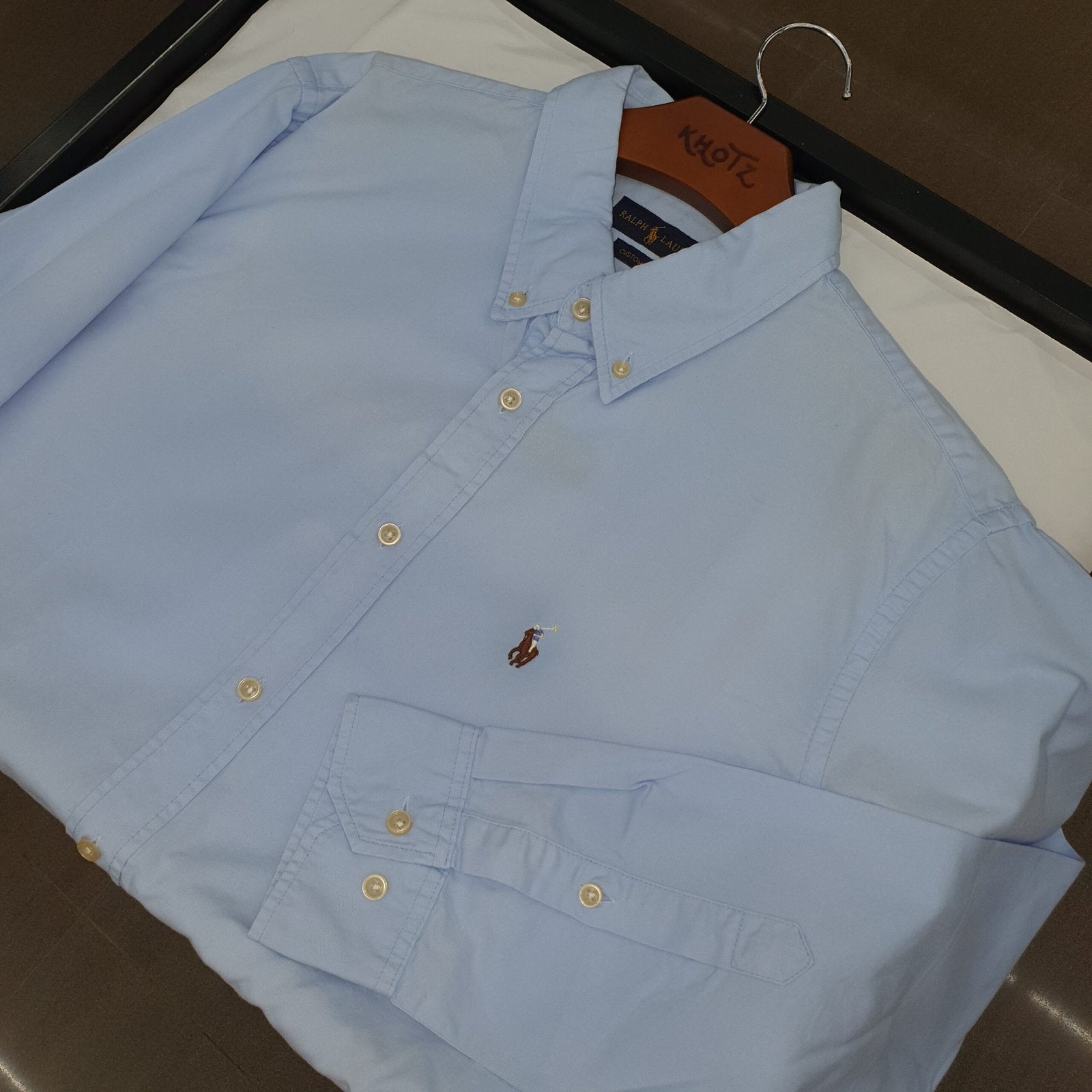 Camisa Ralph Lauren Masculina Oxford Sarjeada Azul Bebê Pony Colorido