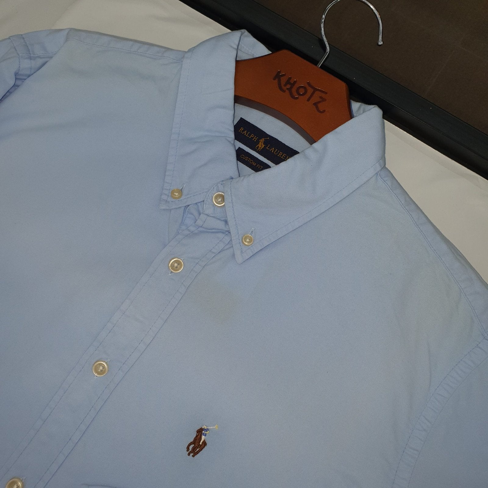 Camisa Ralph Lauren Masculina Oxford Sarjeada Azul Bebê Pony Colorido