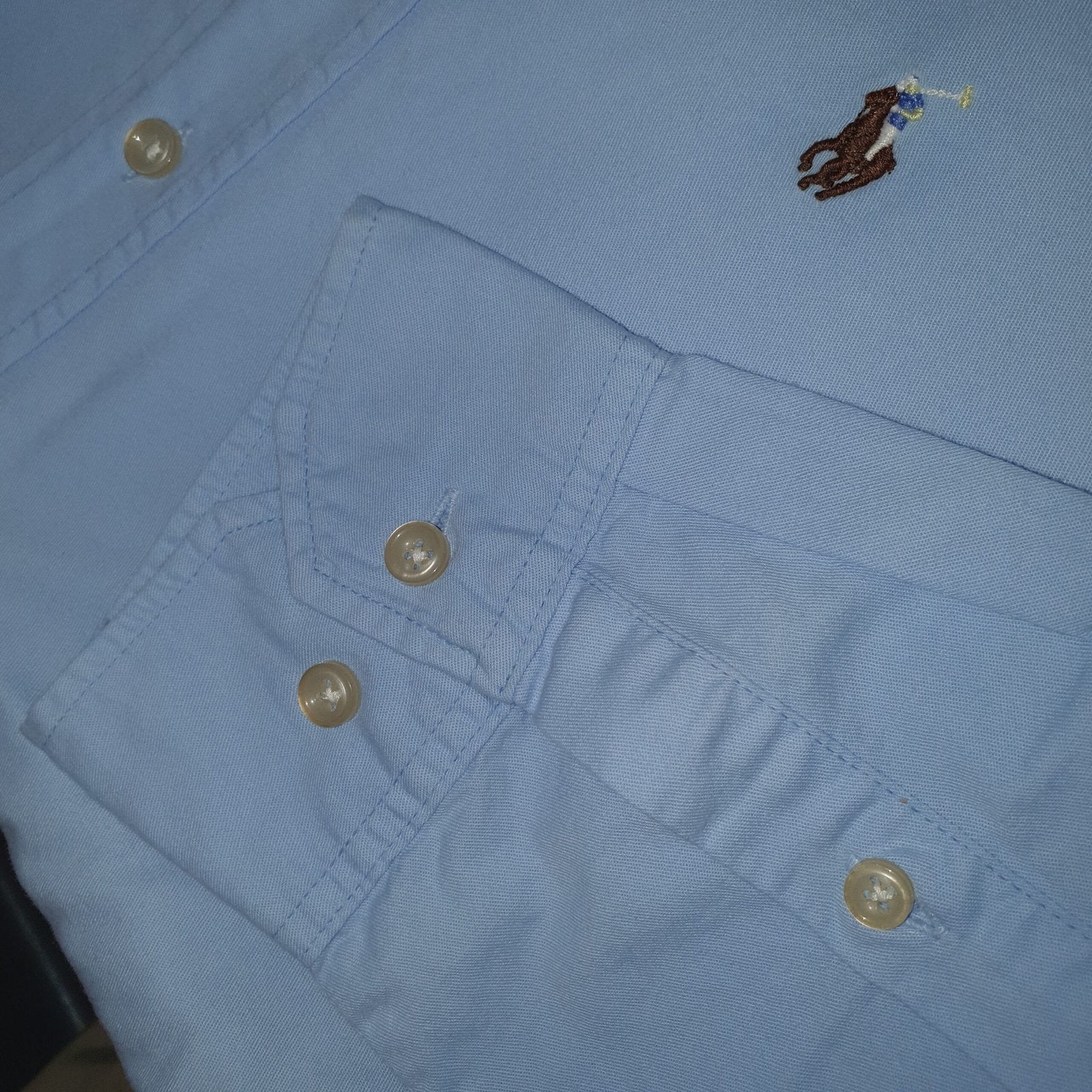 Camisa Ralph Lauren Masculina Oxford Sarjeada Azul Bebê Pony Colorido