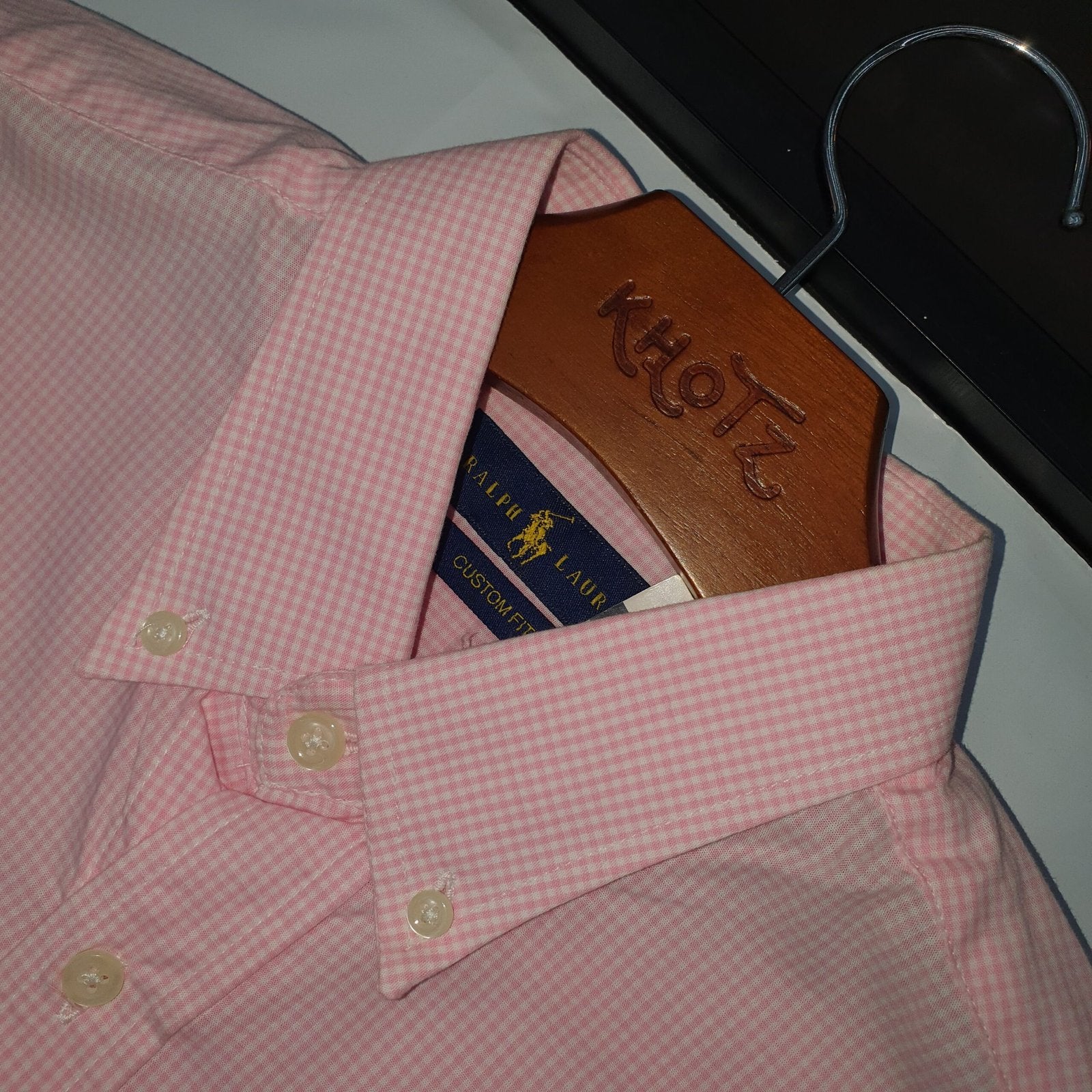 Camisa Ralph Lauren Masculina Micro Xadrez Rosa Pony Cereja
