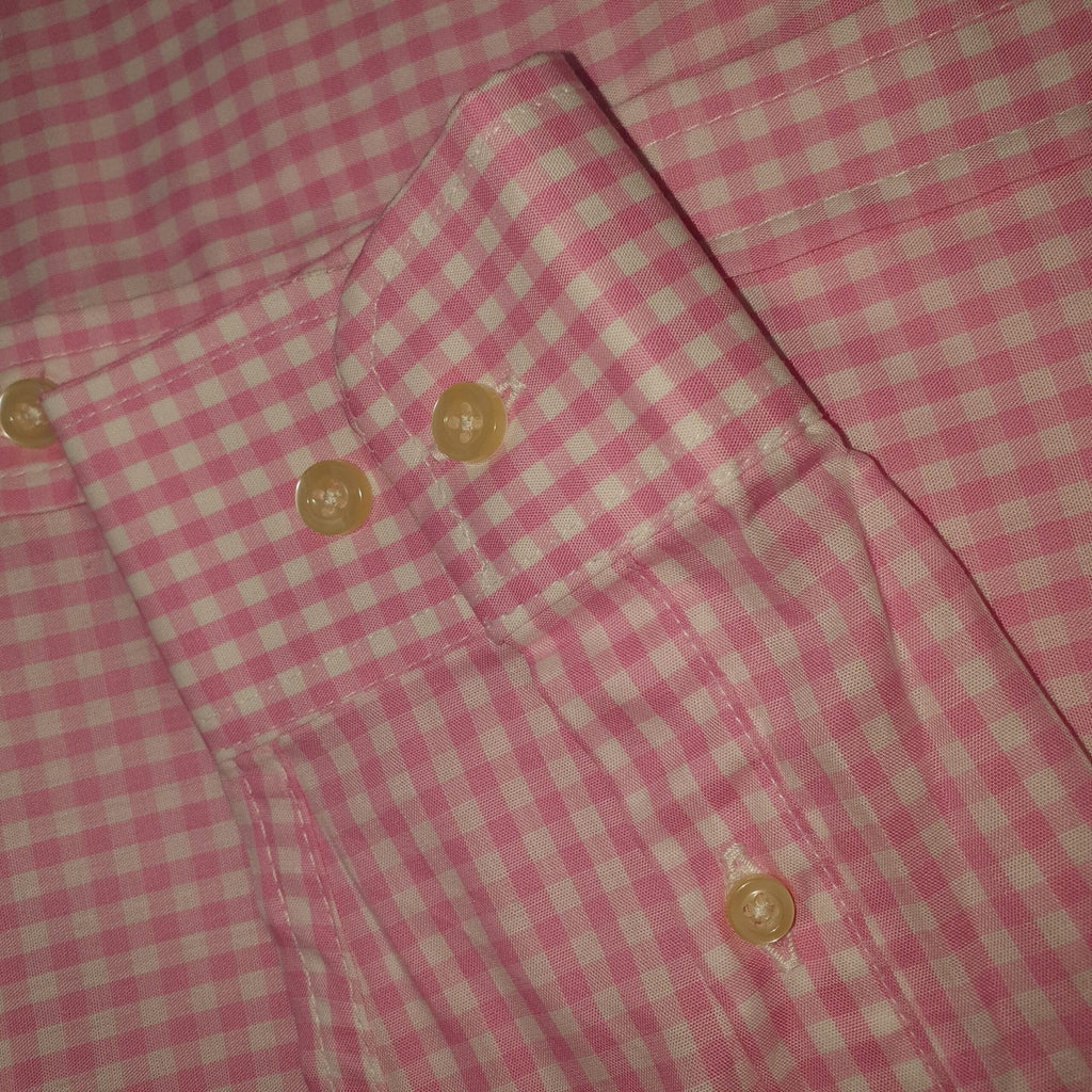 Camisa Ralph Lauren Masculina Xadrez Rosa Minimalista Pony Marinho