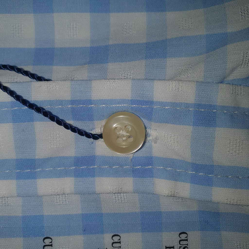 Camisa Ralph Lauren Masculina Xadrez Azul e Branco Pony Rosa