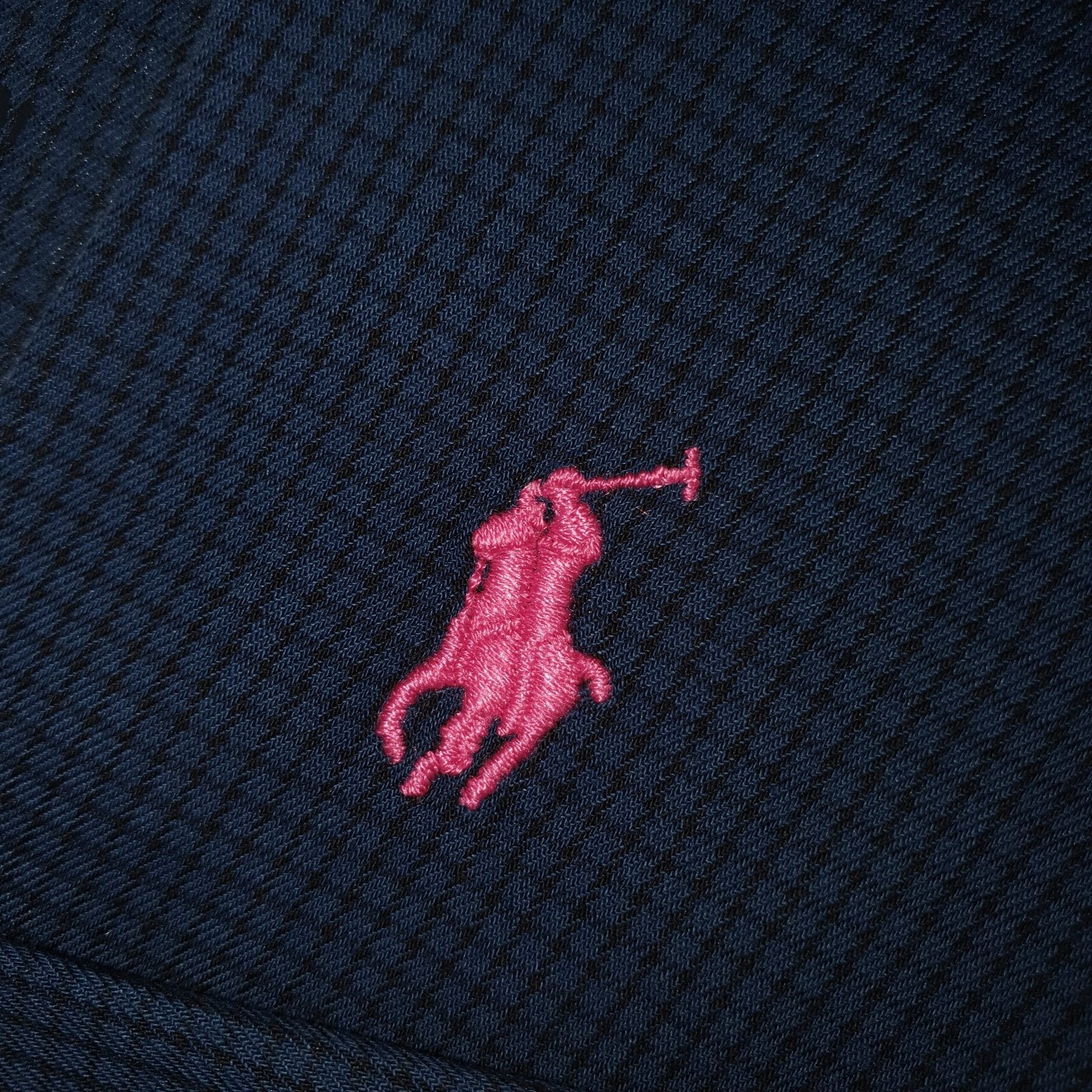 Camisa Ralph Lauren Masculina Micro Xadrez Azul Petróleo Pony Rosa