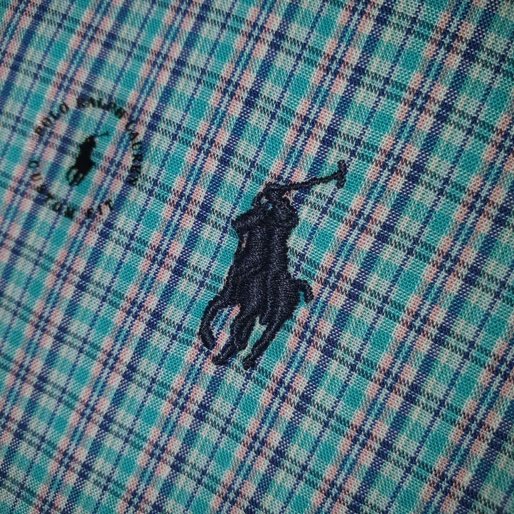 Camisa Ralph Lauren Masculina Xadrez Algodão Doce Pony Petróleo
