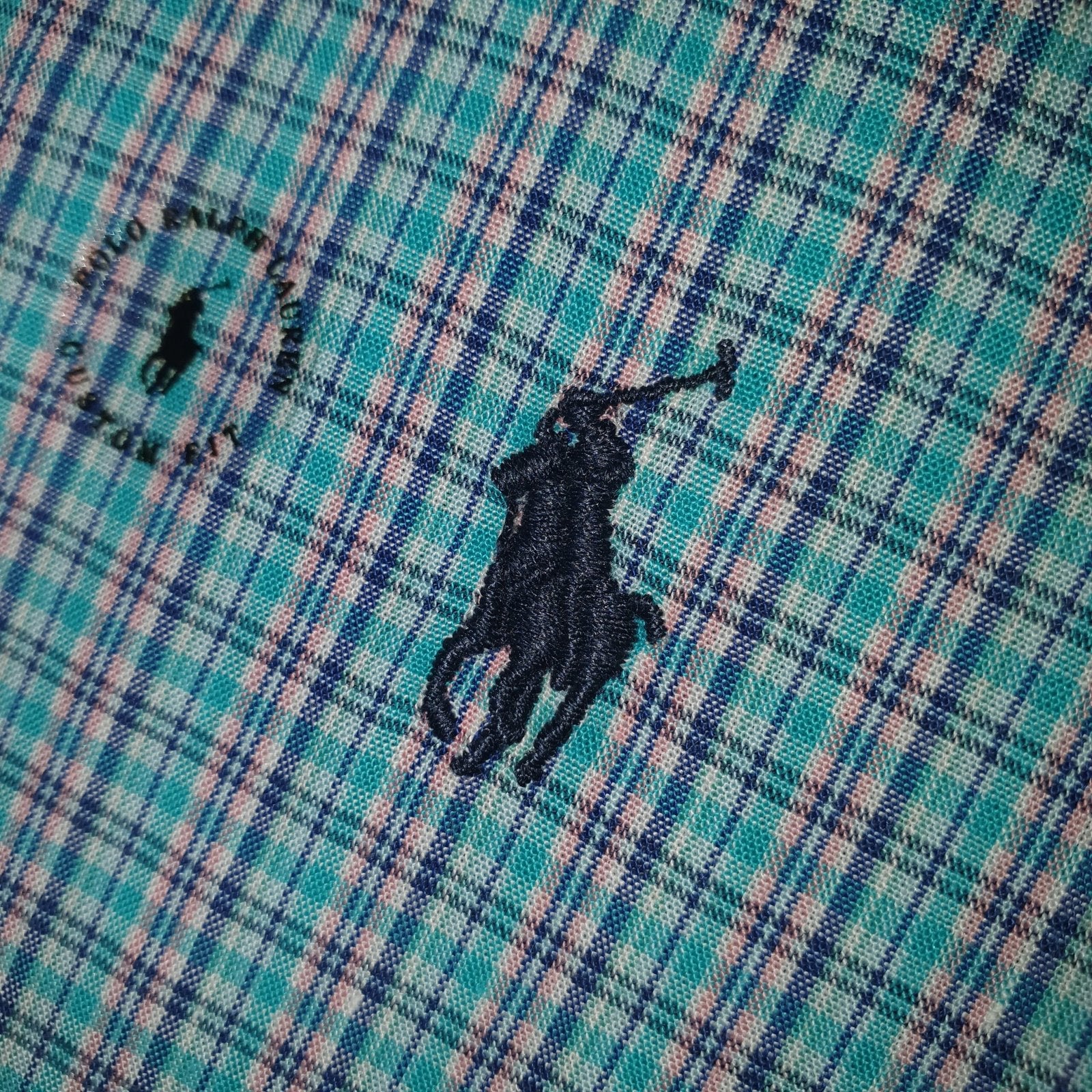 Camisa Ralph Lauren Masculina Xadrez Algodão Doce Pony Petróleo