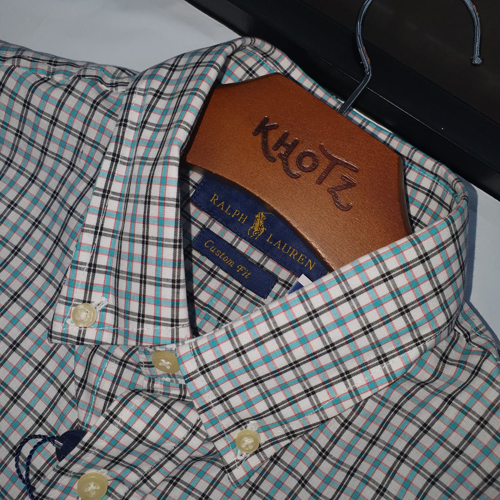 Camisa Ralph Lauren Masculina Xadrez Azul Tricolor Pony Preto