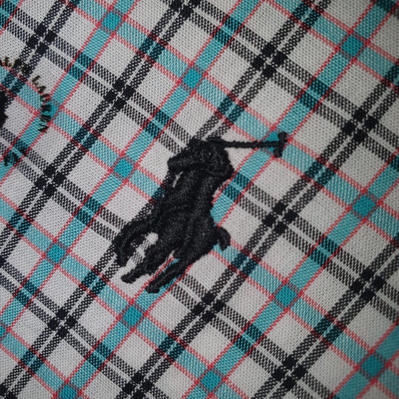 Camisa Ralph Lauren Masculina Xadrez Azul Tricolor Pony Preto