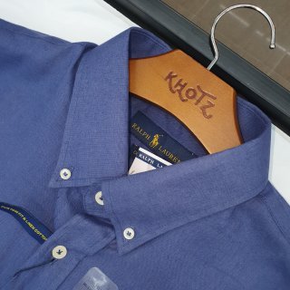 Camisa Ralph Lauren Masculina Linho cor Azul Naval Pony Amarelo