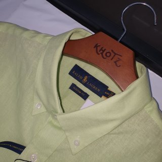 Camisa Ralph Lauren Masculina Linho cor Verde Limão Pony Laranja