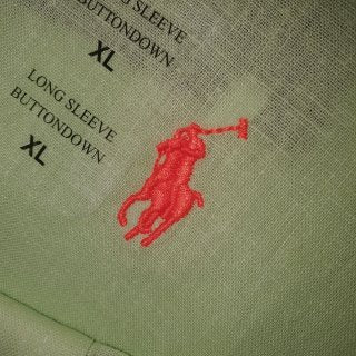 Camisa Ralph Lauren Masculina Linho cor Verde Limão Pony Laranja