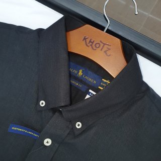Camisa Ralph Lauren Masculina Linho cor Preta Pony Roxo