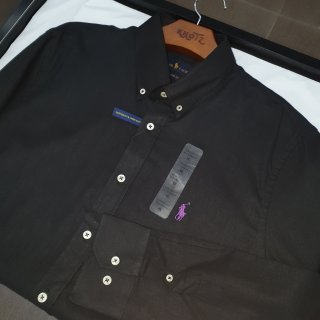 Camisa Ralph Lauren Masculina Linho cor Preta Pony Roxo