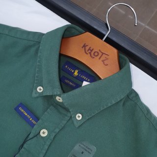 Camisa Ralph Lauren Masculina Oxford Tinturado Verde Floresta Pony Roxo