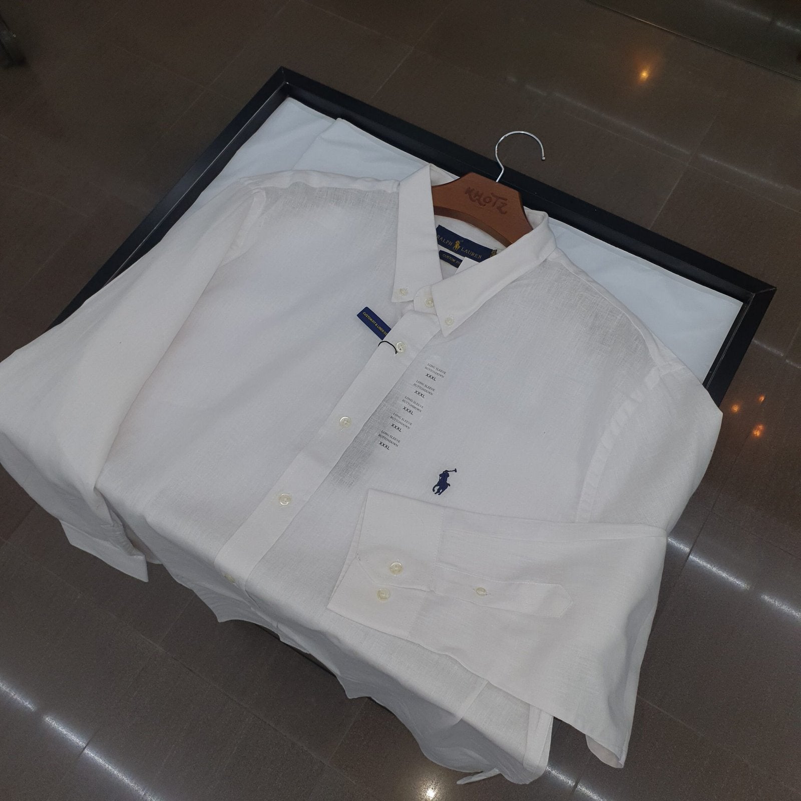Camisa Ralph Lauren Masculina Linho cor Branca Pony Marinho