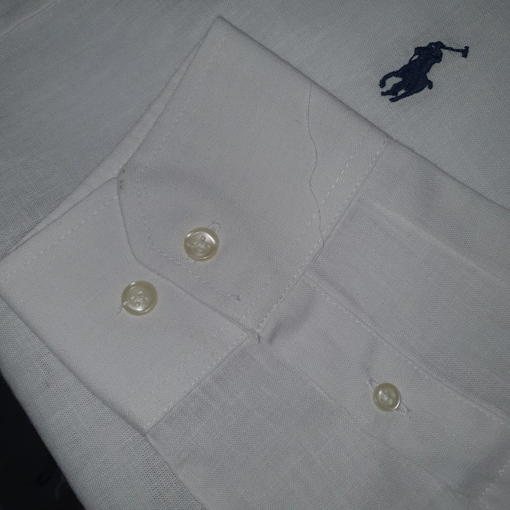 Camisa Ralph Lauren Masculina Linho cor Branca Pony Marinho