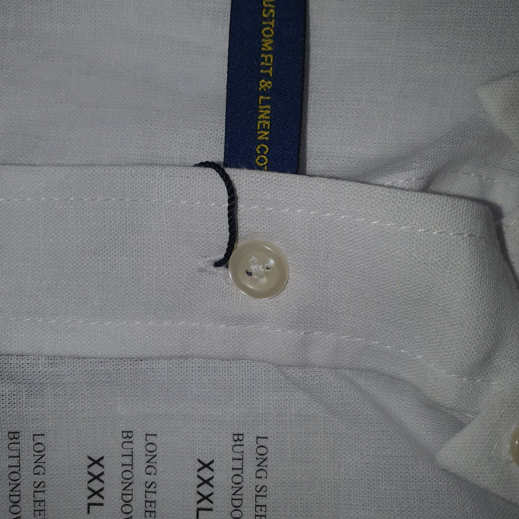 Camisa Ralph Lauren Masculina Linho cor Branca Pony Marinho
