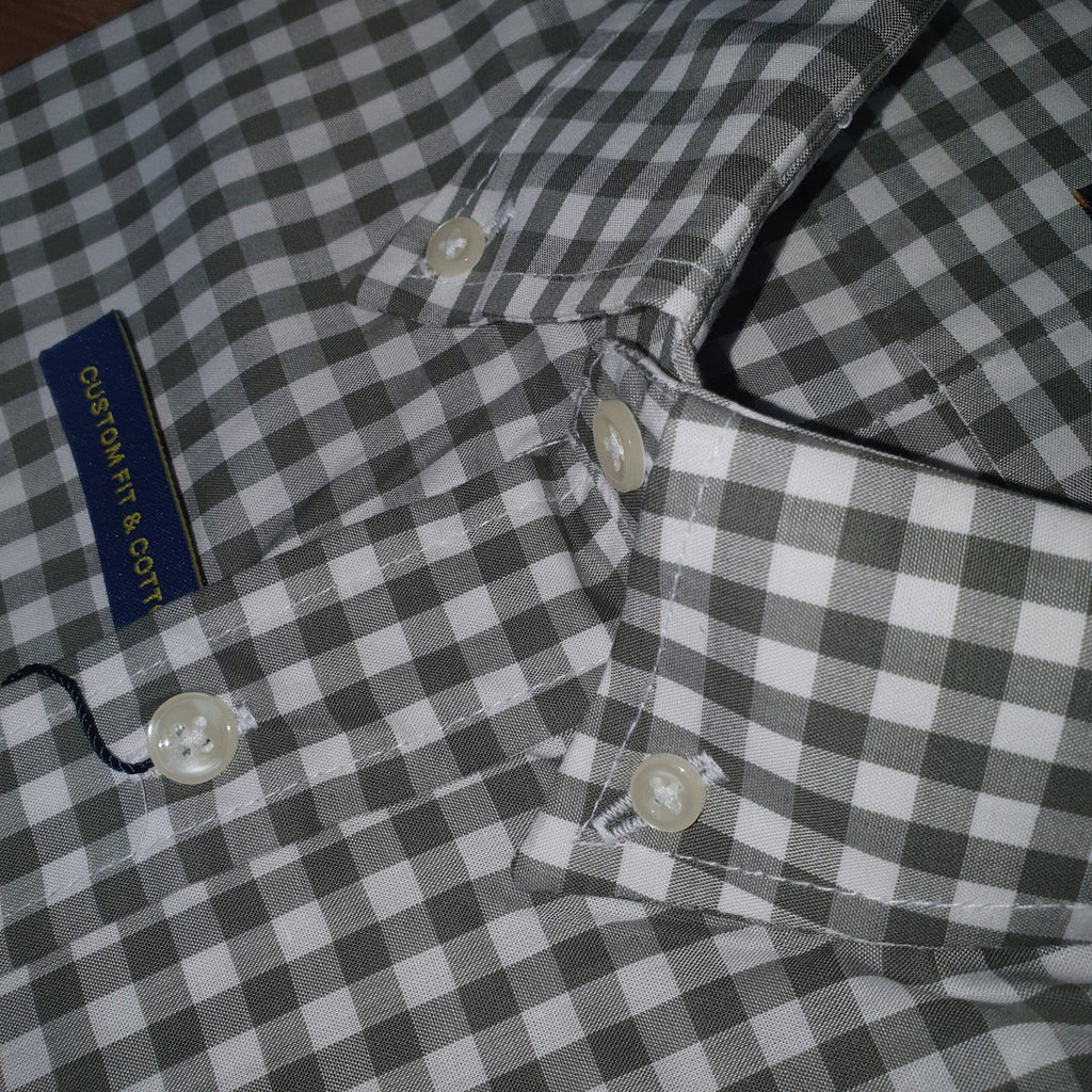 Camisa Ralph Lauren Masculina Xadrez Cinzento Pony Laranja