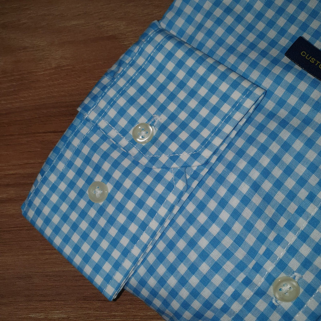 Camisa Ralph Lauren Masculina Xadrez Azul Oceano Pony Vermelho