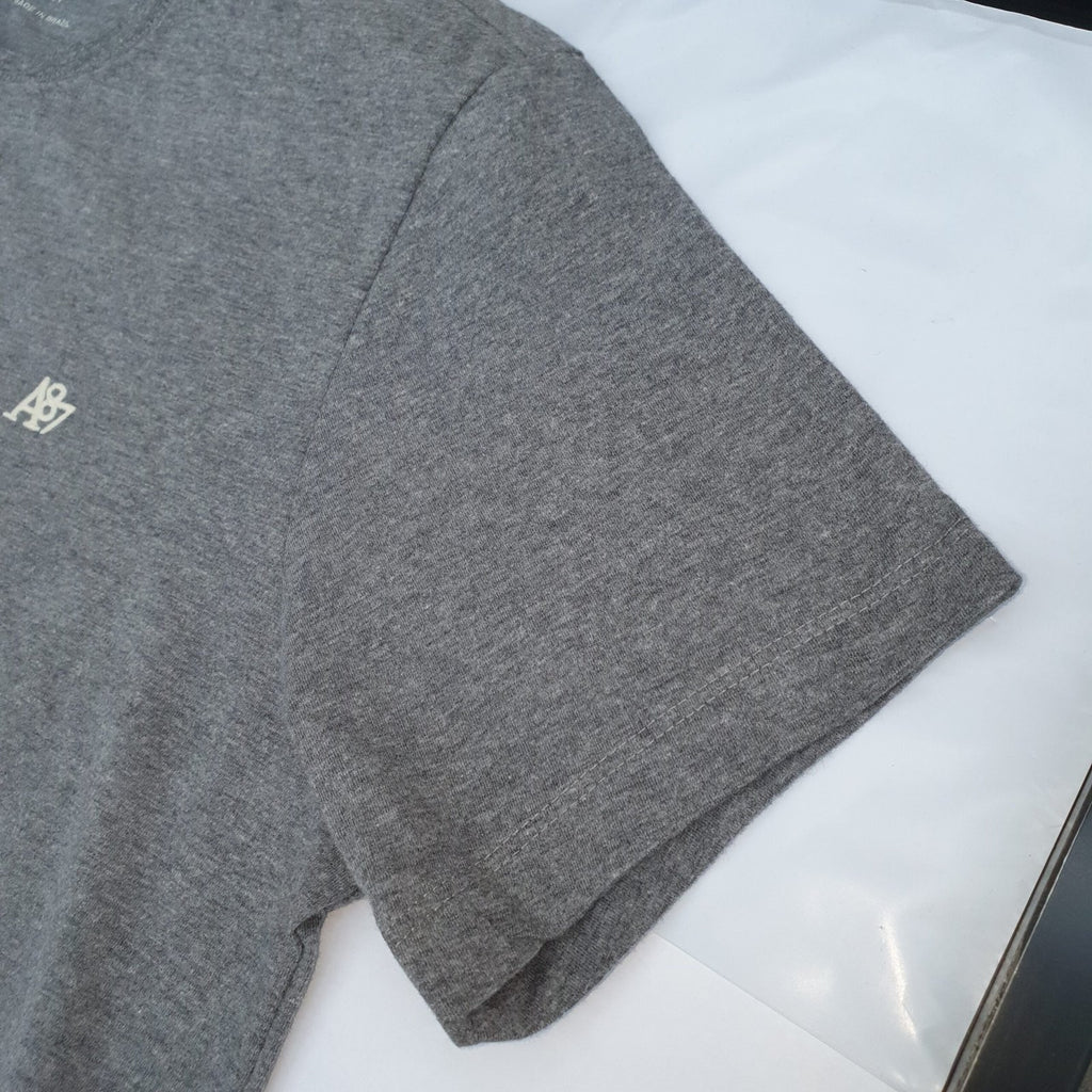 Camiseta Básica Aeropostale Masculina Cinza Mescla Logo Clássico
