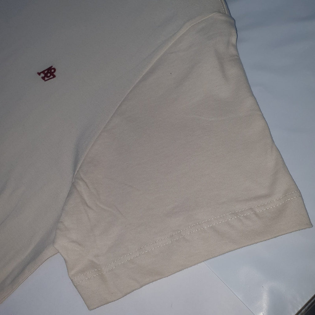 Camiseta Básica Aeropostale Masculina Creme Logo Vermelho