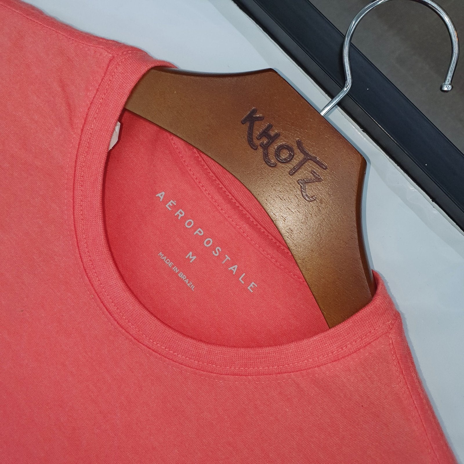 Camiseta Aeropostale Masculina EST 1987 cor Salmão