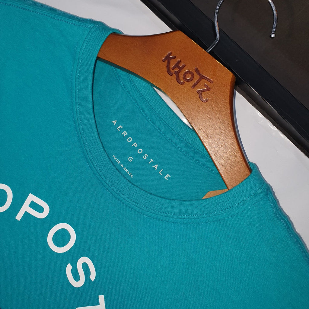 Camiseta Aeropostale Masculina NYC 1987 cor Verde Água